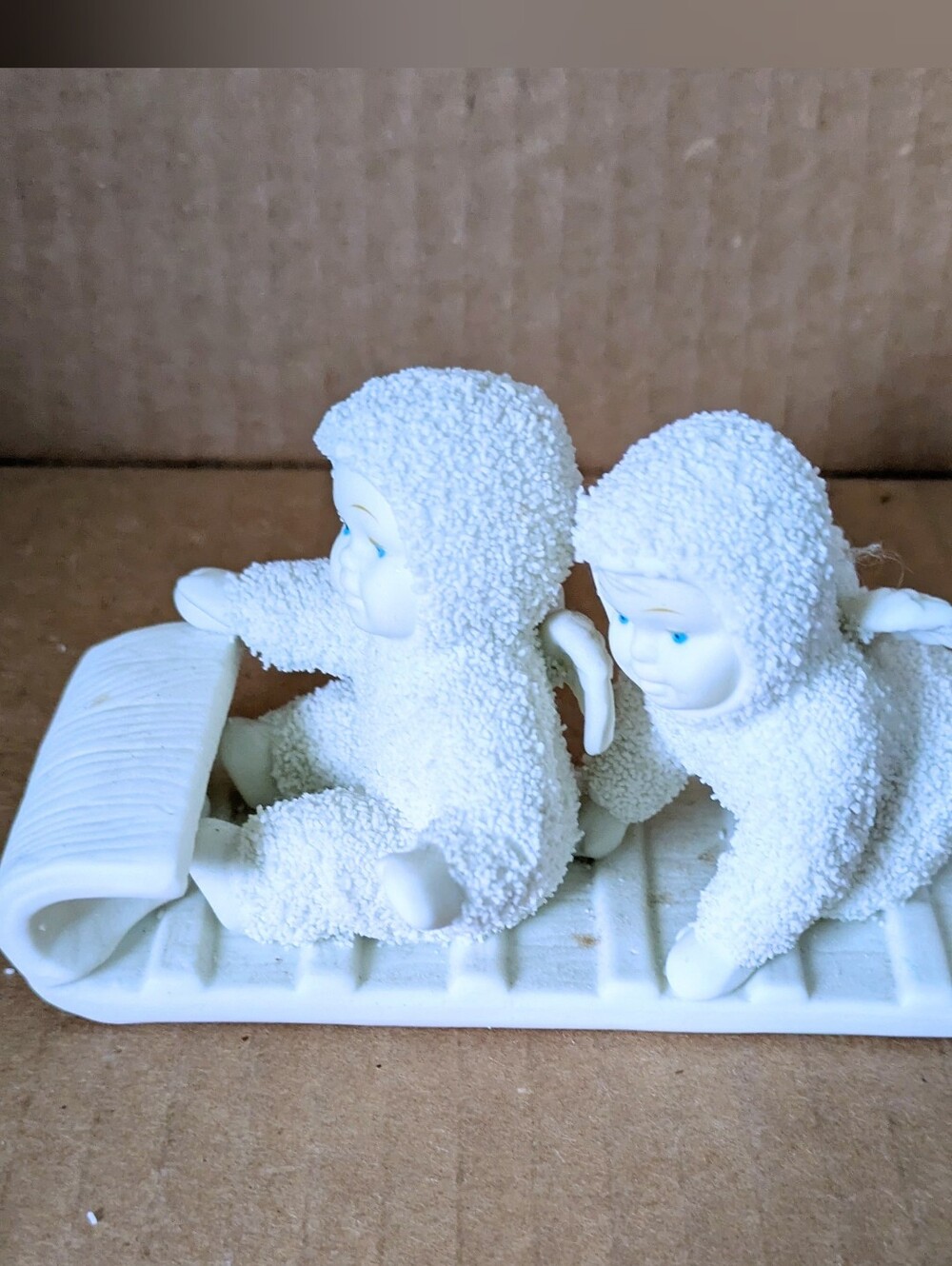 Department 56 Angel Snow Babies on Toboggon Sledding